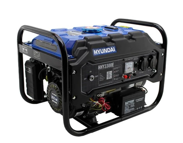Hyundai HHY3300E Benzinli Jeneratör – 2.8 kW, 7 HP, 213 cc, Monofaze, Marşlı ve İpli Çalıştırma, AVR’li, 12 Litre Depo ürün görseli 1