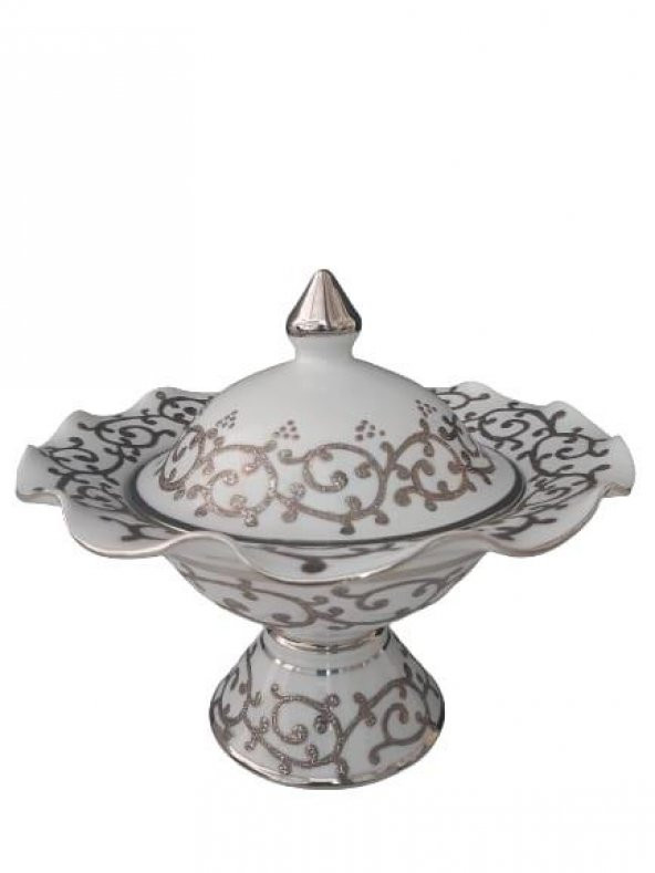 Kütahya Porselen Hanedan Şekerlik 22 cm Dekor No:3678 Platin ürün görseli 1