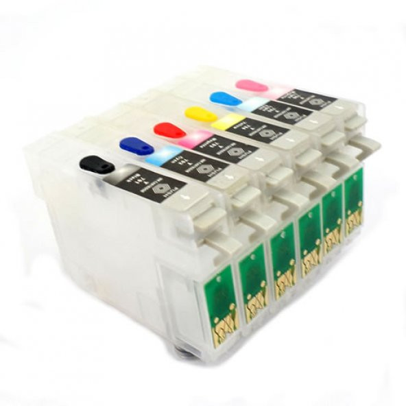 Epson T0801-T0806 Uyumlu Kolay Dolan Kartuş - 6 Renk ürün görseli 1