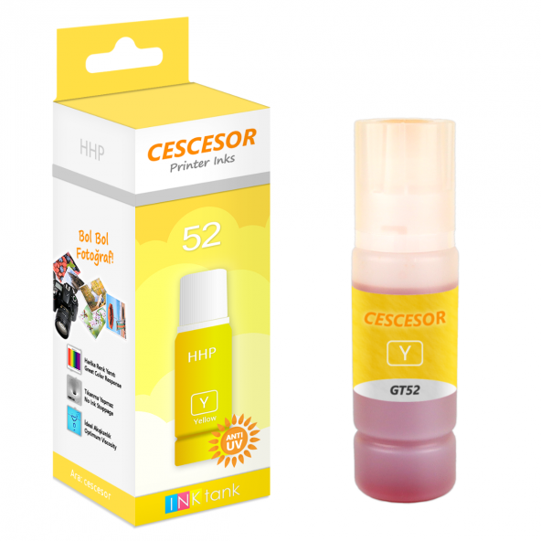 HP GT52 Sarı Muadil Mürekkep - 70 ml - CESCESOR ürün görseli 1