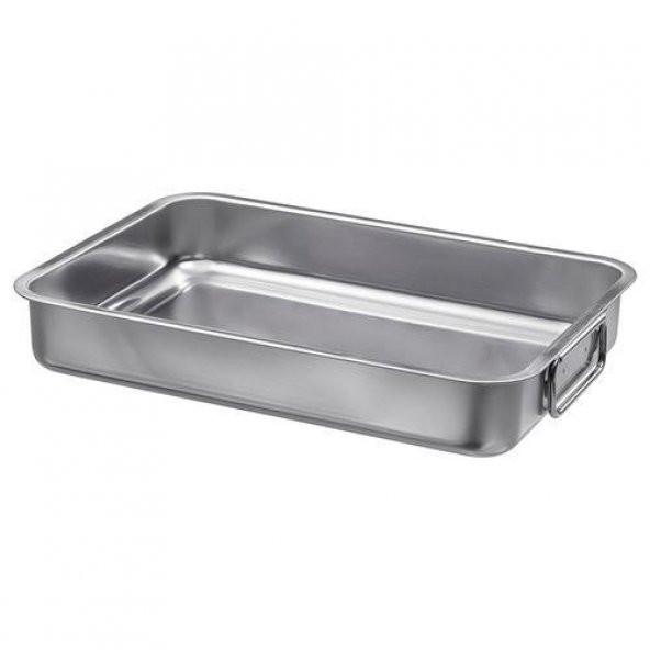 Metal Kare Fırın Kabı MeridyenDukkan 24x34 Cm Paslanmaz Çelik Kulplu Kare Fırın Pişirme Tepsisi ürün görseli 1