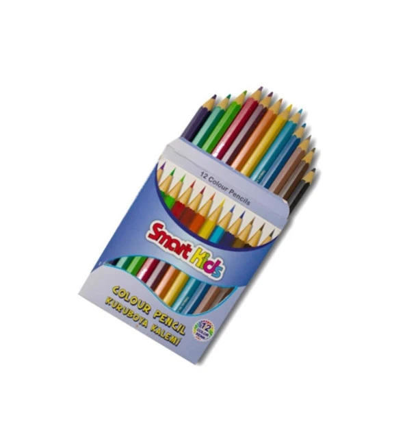 Smart Kids Kuru Boya Yarım Boy 12 Renk Kısa Kuru Boya Kalemi (24 Adet) ürün görseli 1