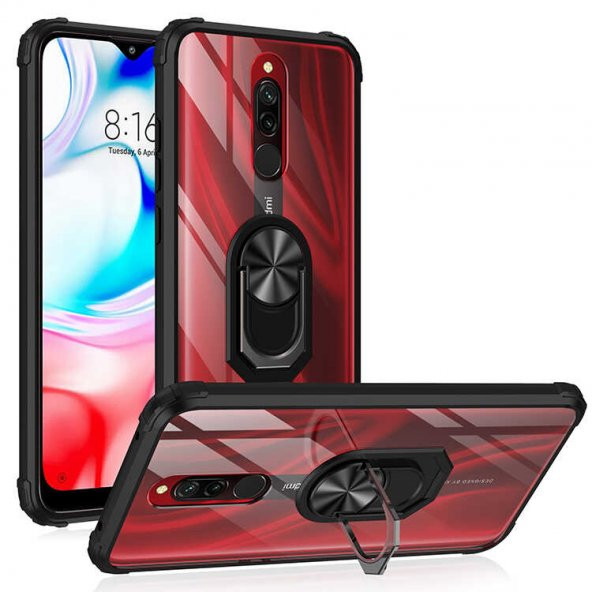 Xiaomi Redmi 8A Kılıf Kenar Korumalı Antişok Yüzüklü Kapak ürün görseli 1