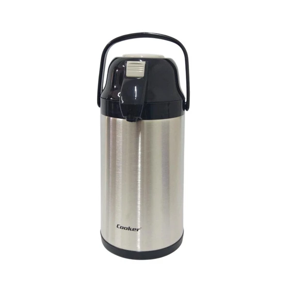 Cooker 3,5 Litre İnox Pompalı Çelik Termos CKR-2008 Siyah ürün görseli 1