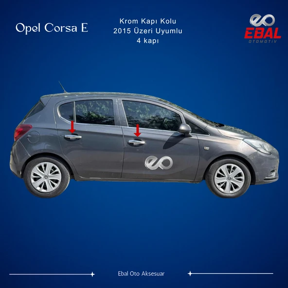 Opel Corsa E Krom Kapı Kolu 4 Kapı 2015-2019 Paslanmaz Çelik - Resim 2