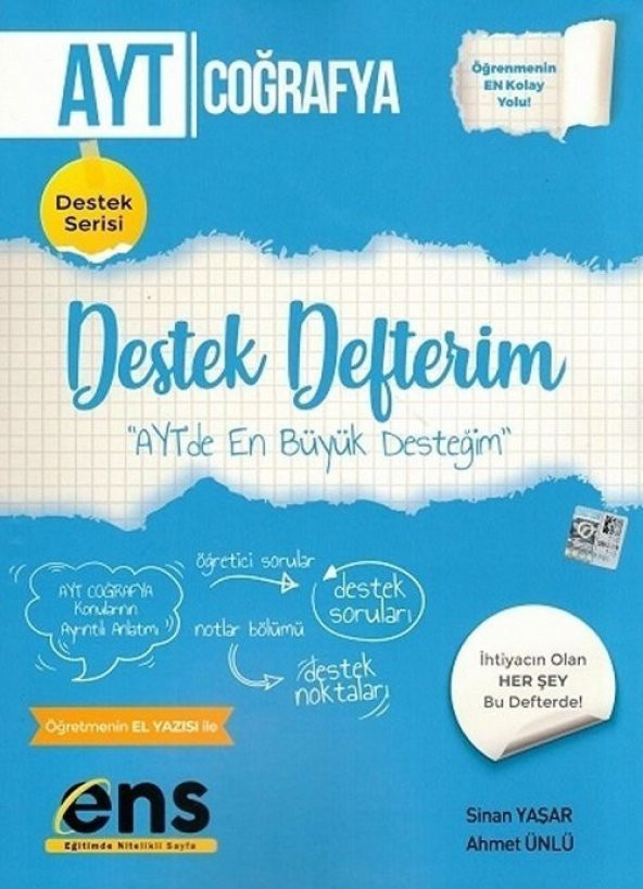 AYT Coğrafya Destek Defterim ENS Yayıncılık ürün görseli 1