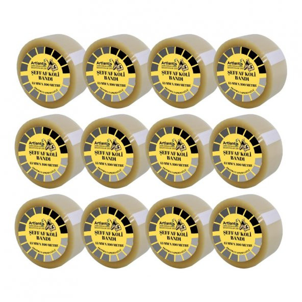 Koli Bandı Şeffaf 45x100 12 Li 1 Paket Artlantis Koli Bantı 45*100 Ambalajlama Bandı Şeffaf Ekstra Yapıştırma Kaliteli 12 Li ürün görseli 1