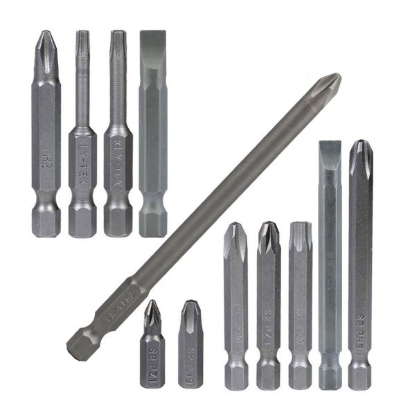 Matkap Bits Uç Vidalama Ucu Düz Yıldız Torx Uç (12 PARÇA) ürün görseli 1