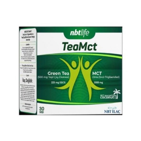 NBT Life TeaMCT Orta Zincirli Trigliserid ve Yeşil Çay içerikli Saşe 30 lu ürün görseli 1