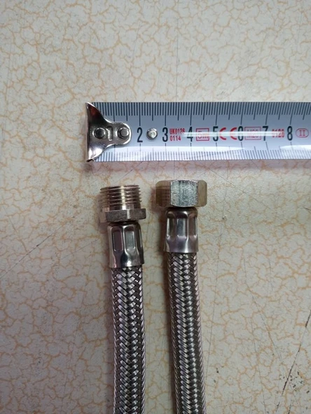 2 AD 200 CM 3/8 NİPELLİ ÇELİK ÖRGÜLÜ FLEX BAĞLANTI HORTUMLARI ürün görseli 1