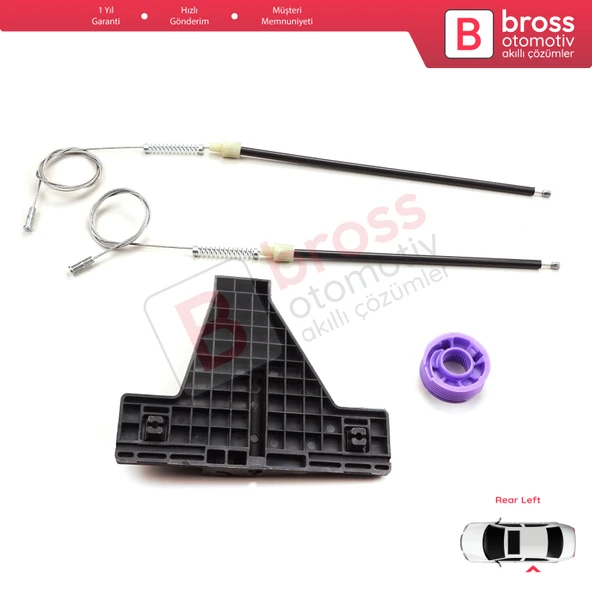 Audi A3 MK2 8P 8PA 8P1 2003-2013 4/5 Kapı 8P4839461 İçin Arka Sol Cam Kriko Tamir Seti ürün görseli 1