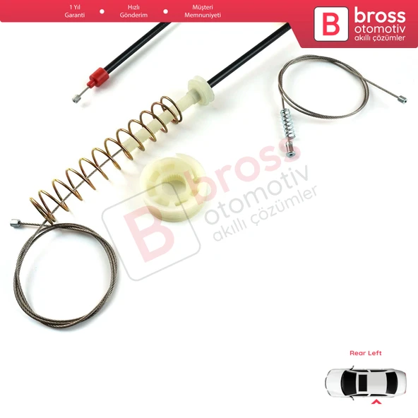 BMW 5 Serisi E39 04/1999-2004 4/5 Kapı Makyajlı Kasa 51358252429 İçin Arka Sol Cam Kriko Tamir Seti ürün görseli 1