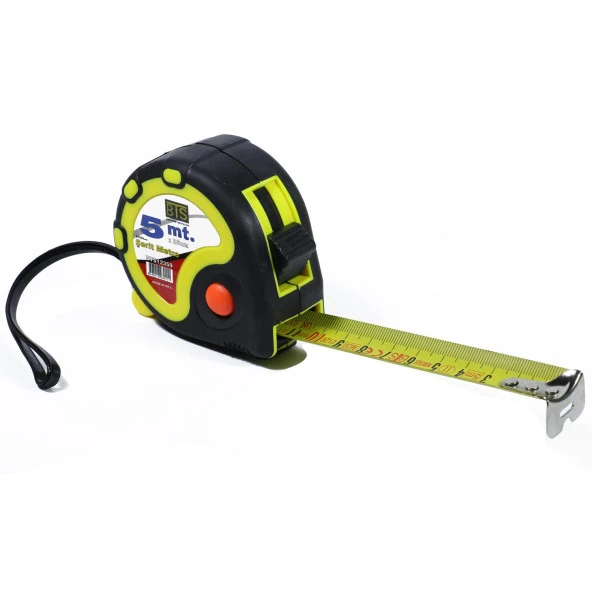 BTS 12359 Şerit Metre Sarı Siyah Stoplu 5 m x 25 mm ürün görseli 1