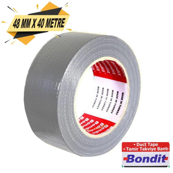 Bondit Tamir Bandı 48 mm x 40 Metre Gri Çok Amaçlı Duct Tape Bant ürün görseli 1