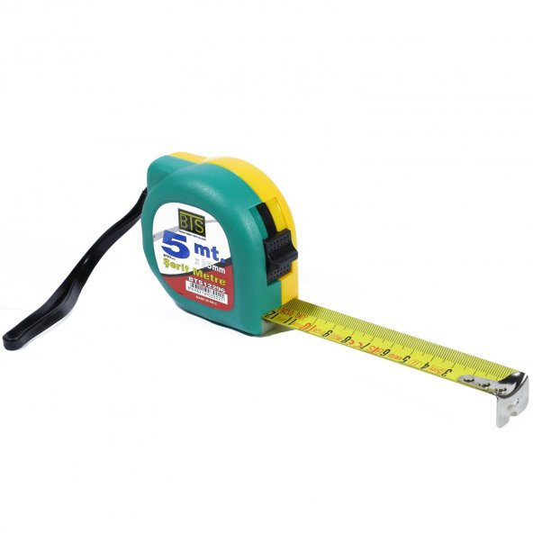 BTS 12296 Şerit Metre Sarı Yeşil Stoplu 5 m x 25 mm ürün görseli 1