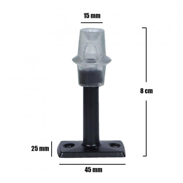 Kapı Tamponu Stoperi Mat Siyah Kapı Stopu 8 cm (5 ADET) - Resim 3