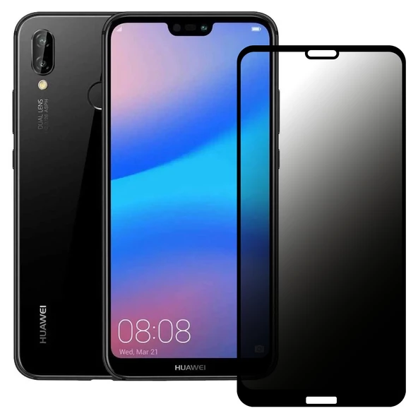 Huawei P20 Lite Hayalet Privacy Gizli Cam Ekran Koruyucu Siyah ürün görseli 1