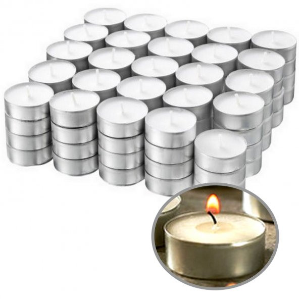 100 Lü Tea Light Mum Beyaz Tealight Mum ürün görseli 1