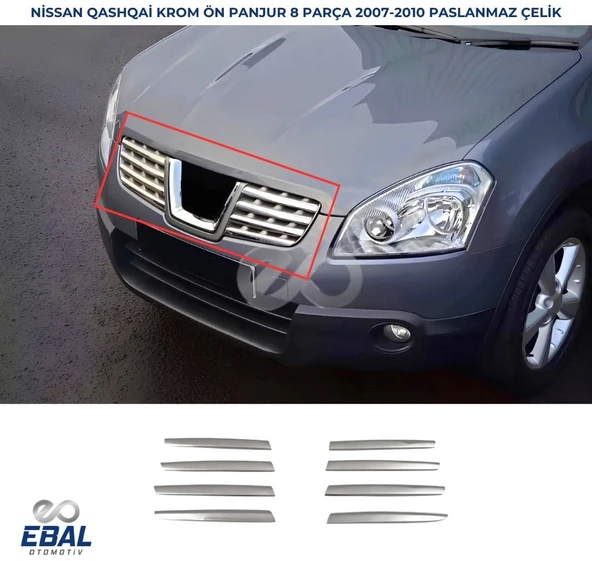 Nissan Qashqai Krom Ön Panjur 8 prç. 2007-2010 P. Çelik ürün görseli 1