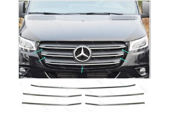 Mercedes Sprinter W907 Krom Ön Panjur 5 prç 2018 ve üzeri P.Çelik ürün görseli 1