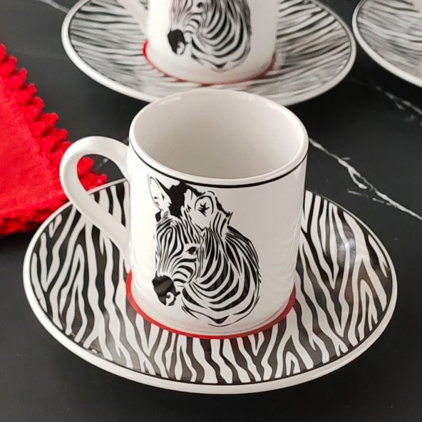 Regna Home Harmony Zebra 6 Kişilik Kahve Fincan Takımı (HBF-12-KFT-ZEB ) ürün görseli 1