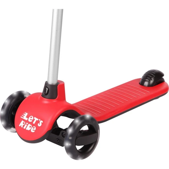 Let's Be Child Let's Ride Led Işıklı Silikon 3 Tekerli Yükseklik Ayarlı Scooter Kırmızı LC-30906 ürün görseli 1