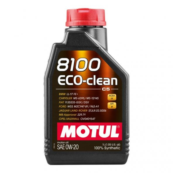 Motul 8100 Eco-Clean 0W-20 1 Lt Tam Sentetik Motor Yağı ürün görseli 1
