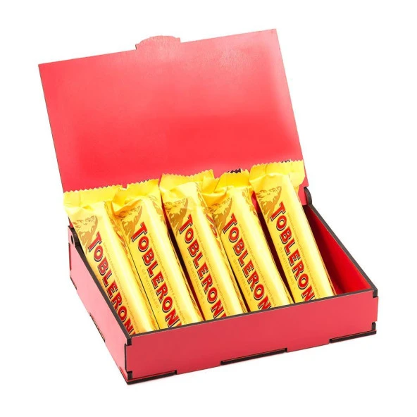Sevdiklerinize Özel Kırmızı Ahşap Hediye Kutusunda 5 Adet Toblerone ürün görseli 1