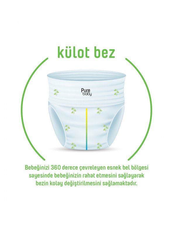 Pure Baby Organik Bambu Özlü Külot Bez Tekli Paket 6 Numara Xlarge 32 Adet ürün görseli 1