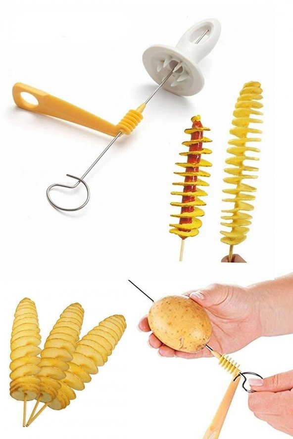 Spiral Patates Dilimleyici Çubukta Patates Cips Yapma Aparatı Patates Şiş ürün görseli 1