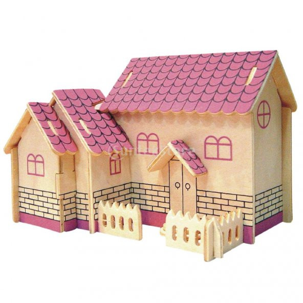 3D Ahşap Puzzle - Mor Ev HİLAYS - Resim 2
