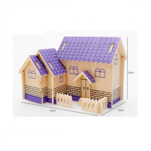 3D Ahşap Puzzle - Mor Ev HİLAYS - Resim 4
