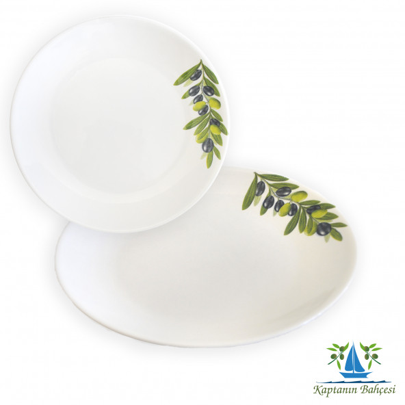 zeytin desenli tabak 2 adet 21 cm cap 2 adet 25 cm cap ürün görseli 1