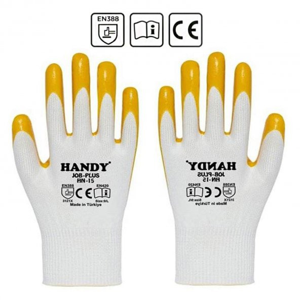 Handy HN-15 Nitril Kaplama İş Eldiveni Sanayi İnşaat Usta Eldiven 10/XL (12 ÇİFT) ürün görseli 1