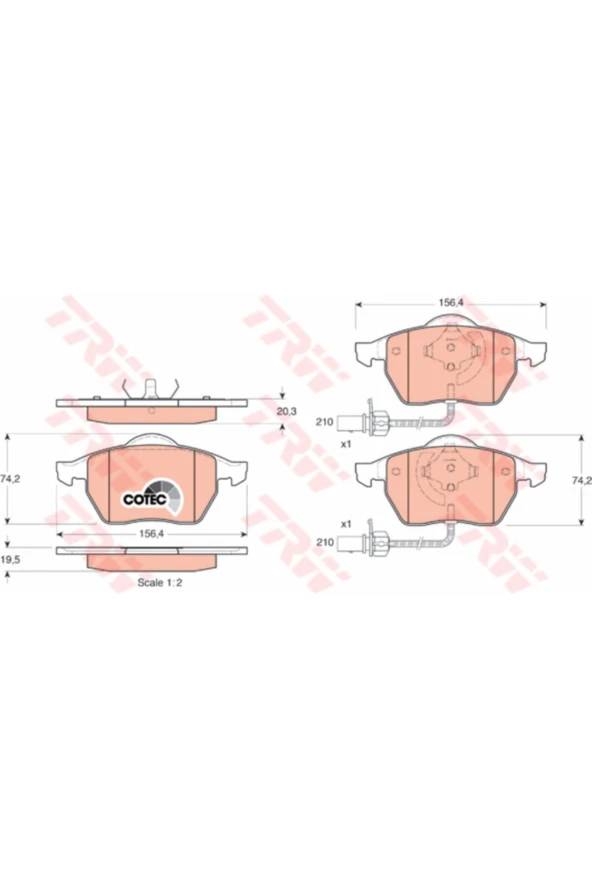 Trw Gdb1307 Ön Balata Fişli Büyük Tip Passat-a4-a6 97-04 Gdb1307 Volkswagen-audı-seat-skoda ürün görseli 1
