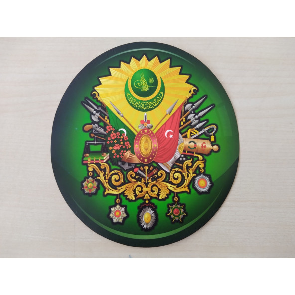 OSMANLI TUĞRASI STİCKER YEŞİL 14,5x13,5cm Osmanlı Tuğrası Etiketi - OSMANLI TUĞRASI ÇIKARTMASI ürün görseli 1