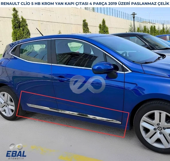 Renault Clio 5 HB Krom Yan Kapı Çıtası 4 Prç. 2019 ve Üzeri P.Çelik ürün görseli 1