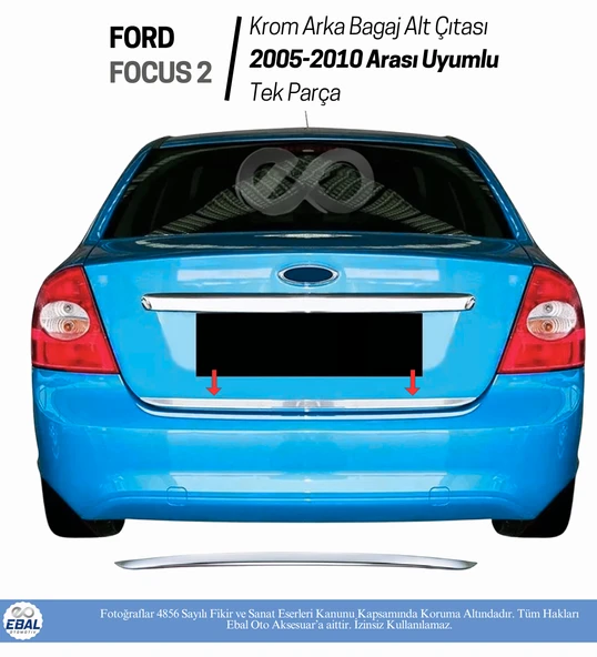 Ford Focus 2 Sedan Krom Arka Bagaj Alt Çıtası 2005-2010 P.Çelik ürün görseli 1