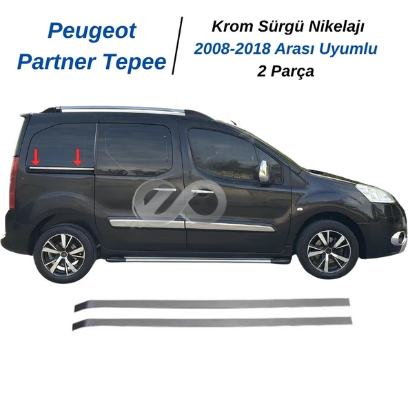 Peugeot Partner Tepee Krom Sürgü Nikelajı 2 Parça 2008-2018 P.Çelik ürün görseli 1