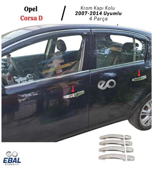 Opel Corsa D Krom Kapı Kolu 4 Kapı 2007- 2014 Üzeri Paslanmaz Çelik - Resim 2