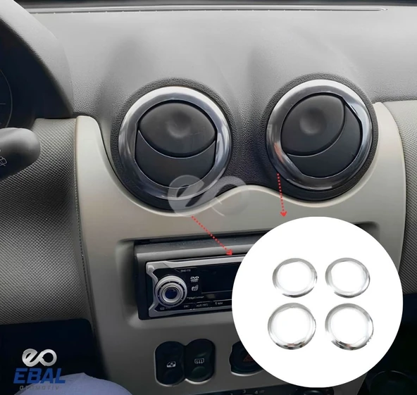Dacia Sandero Krom Havalandırma Çerçevesi 4 Prç. 2006-2012 P.Çelik ürün görseli 1