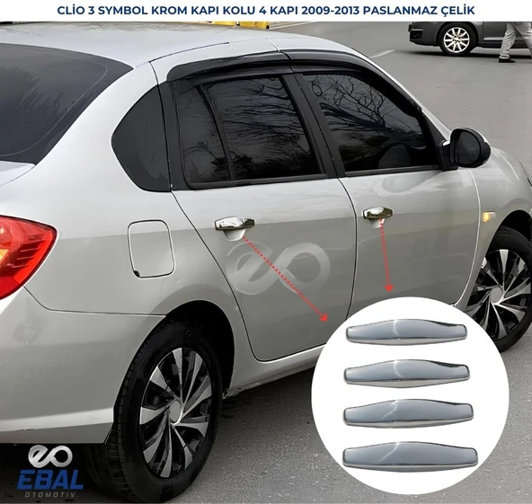 Renault Clio 3 Symbol Krom Kapı Kolu 4 Prç. 2009-2013 P.çelik ürün görseli 1