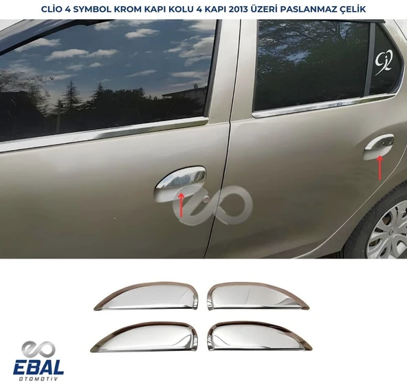 Renault Clio 4 Symbol Krom Kapı Kolu 4 Kapı 2013 Üzeri P. Çelik ürün görseli 1