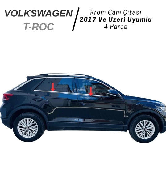 Vw T-Roc Krom Cam Çıtası 4 Parça 2017 Sonrası Paslanmaz Çelik ürün görseli 1