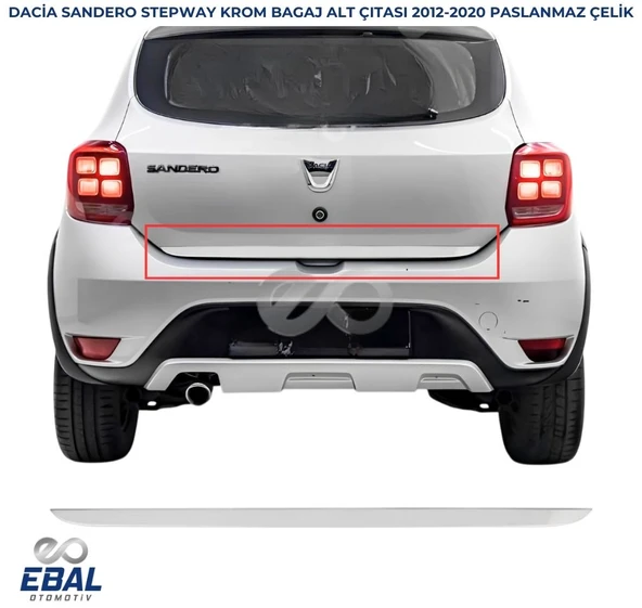 Dacia Sandero Stepway Krom Bagaj Alt Çıtası 2012-2020 P. Çelik ürün görseli 1