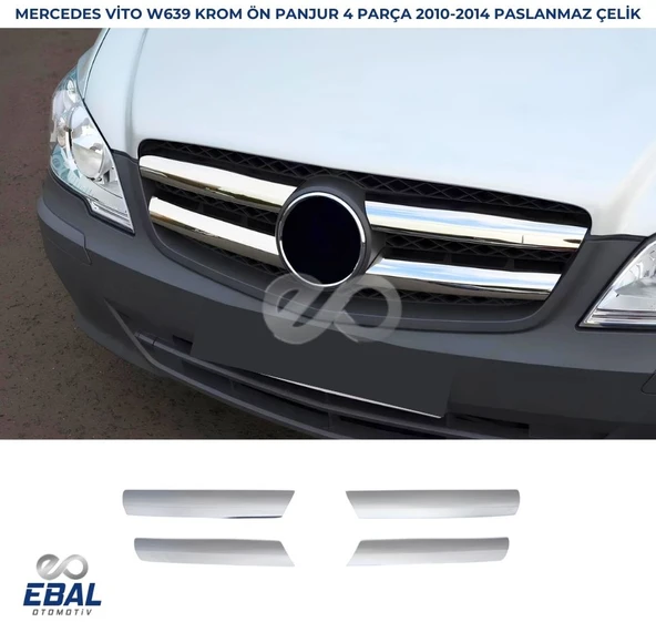 Mercedes Vito W639 Krom Ön Panjur 4 prç. 2010-2014 P. Çelik ürün görseli 1
