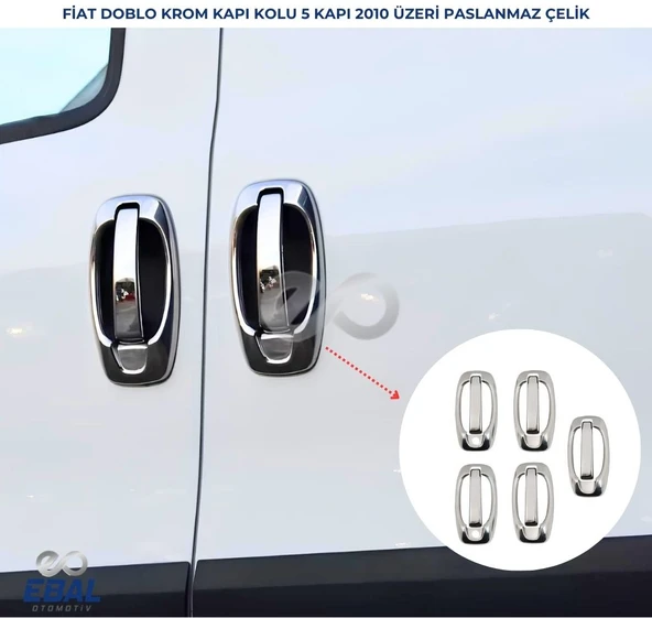 Peugeot Bipper Krom Kapı Kolu+Çerçeve 5 Kapı 10 Prç. 2008 Üzeri P.Çelik ürün görseli 1