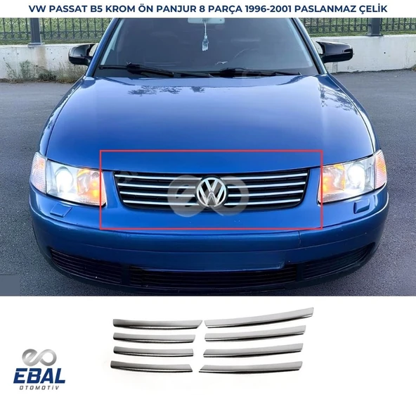 VW Passat Krom Ön Panjur 8 prç. 1996-2001 arası P. Çelik ürün görseli 1