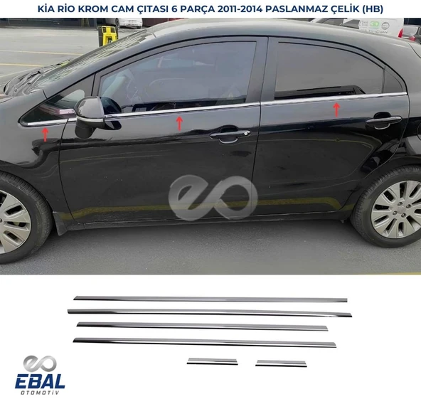 Kia Rio HB Krom Cam Çıtası 6 prç 2011-2014 P. Çelik ürün görseli 1