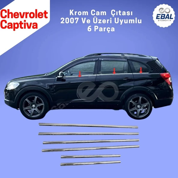 Chevrolet Captiva Krom Cam Çıtası 6 Parça 2007 Üzeri P. Çelik ürün görseli 1